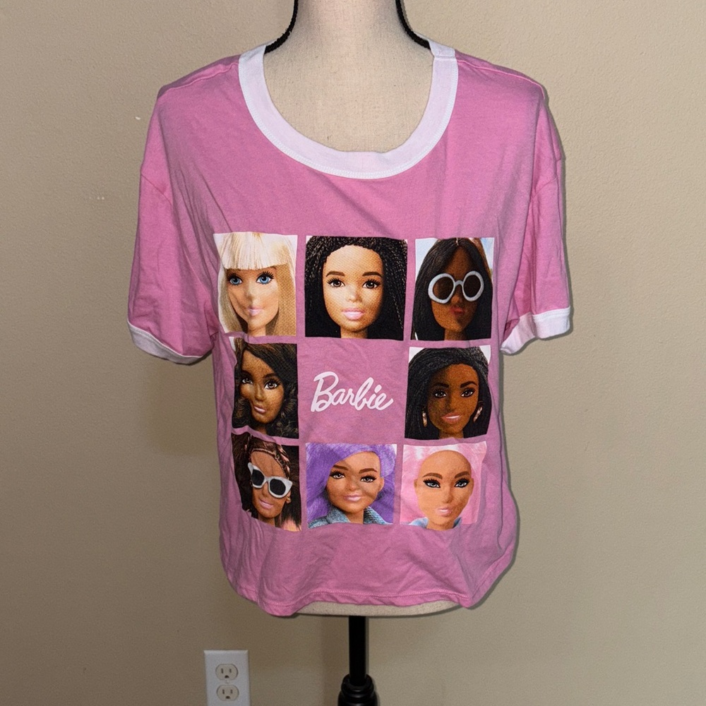 Barbie Pink and White Diverse Faces Tee